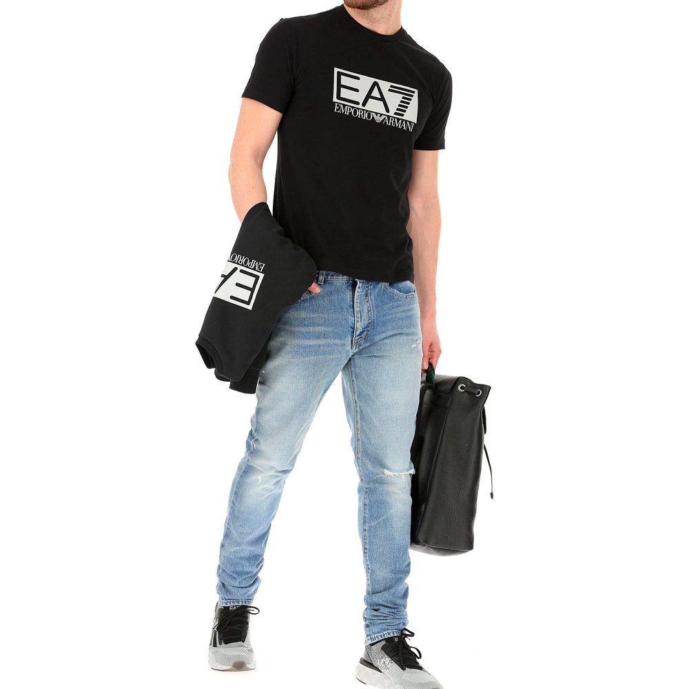 Tricou bărbătesc EA7 EMPORIO ARMANI JERSEY T-SHIRT 3XL Negru photo 2